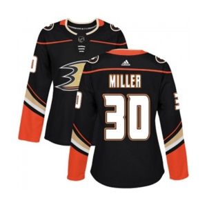 Women Anaheim Ducks #30 Ryan Miller Authentic Black Home Hockey Jersey