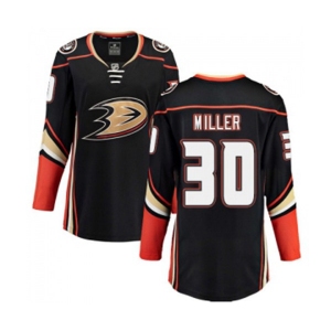 Women Anaheim Ducks #30 Ryan Miller Fanatics Branded Black Home Breakaway Hockey Jersey