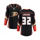 Women Anaheim Ducks #32 Jacob Larsson Authentic Black Home Fanatics Branded Breakaway Hockey Jersey