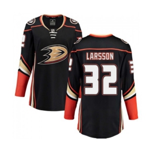 Women Anaheim Ducks #32 Jacob Larsson Authentic Black Home Fanatics Branded Breakaway Hockey Jersey