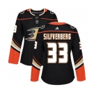 Women Anaheim Ducks #33 Jakob Silfverberg Authentic Black Home Hockey Jersey