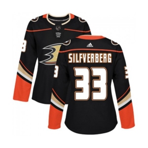 Women Anaheim Ducks #33 Jakob Silfverberg Authentic Black Home Hockey Jersey