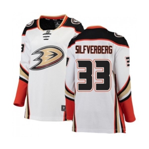 Women Anaheim Ducks #33 Jakob Silfverberg Authentic White Away Fanatics Branded Breakaway Hockey Jersey