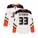 Women Anaheim Ducks #33 Jakob Silfverberg Authentic White Away Hockey Jersey