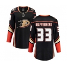 Women Anaheim Ducks #33 Jakob Silfverberg Fanatics Branded Black Home Breakaway Hockey Jersey