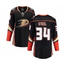 Women Anaheim Ducks #34 Sam Steel Fanatics Branded Black Home Breakaway Hockey Jersey