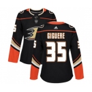 Women Anaheim Ducks #35 Jean-Sebastien Giguere Authentic Black Home Hockey Jersey