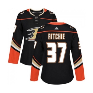 Women Anaheim Ducks #37 Nick Ritchie Authentic Black Home Hockey Jersey