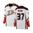 Women Anaheim Ducks #37 Nick Ritchie Authentic White Away Fanatics Branded Breakaway Hockey Jersey