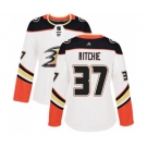 Women Anaheim Ducks #37 Nick Ritchie Authentic White Away Hockey Jersey