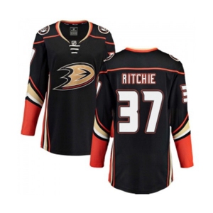 Women Anaheim Ducks #37 Nick Ritchie Fanatics Branded Black Home Breakaway Hockey Jersey