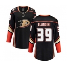 Women Anaheim Ducks #39 Joseph Blandisi Authentic Black Home Fanatics Branded Breakaway Hockey Jersey