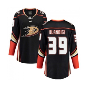 Women Anaheim Ducks #39 Joseph Blandisi Authentic Black Home Fanatics Branded Breakaway Hockey Jersey