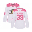 Women Anaheim Ducks #39 Joseph Blandisi Authentic White Pink Fashion Hockey Jersey