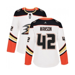 Women Anaheim Ducks #42 Josh Manson Authentic White Away Hockey Jersey