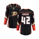 Women Anaheim Ducks #42 Josh Manson Fanatics Branded Black Home Breakaway Hockey Jersey