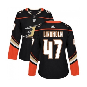 Women Anaheim Ducks #47 Hampus Lindholm Authentic Black Home Hockey Jersey