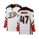 Women Anaheim Ducks #47 Hampus Lindholm Authentic White Away Fanatics Branded Breakaway Hockey Jersey