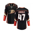 Women Anaheim Ducks #47 Hampus Lindholm Fanatics Branded Black Home Breakaway Hockey Jersey