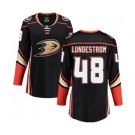 Women Anaheim Ducks #48 Isac Lundestrom Authentic Black Home Fanatics Branded Breakaway Hockey Jersey