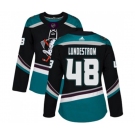 Women Anaheim Ducks #48 Isac Lundestrom Authentic Black Teal Alternate Hockey Jersey