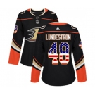 Women Anaheim Ducks #48 Isac Lundestrom Authentic Black USA Flag Fashion Hockey Jersey