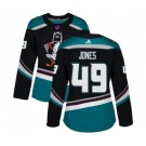 Women Anaheim Ducks #49 Max Jones Authentic Black Teal Alternate Hockey Jersey