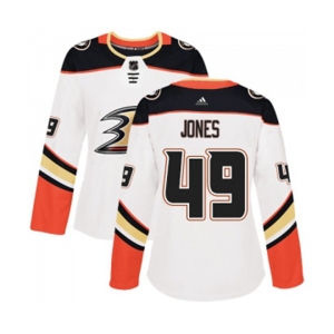 Women Anaheim Ducks #49 Max Jones Authentic White Away Hockey Jersey