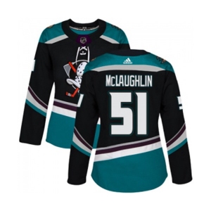 Women Anaheim Ducks #51 Blake McLaughlin Authentic Black Teal Alternate Hockey Jersey