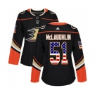 Women Anaheim Ducks #51 Blake McLaughlin Authentic Black USA Flag Fashion Hockey Jersey