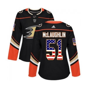 Women Anaheim Ducks #51 Blake McLaughlin Authentic Black USA Flag Fashion Hockey Jersey