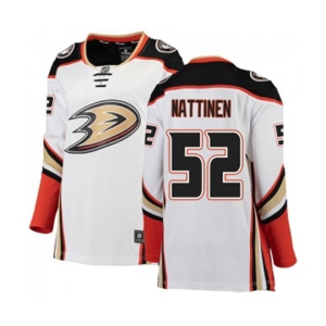 Women Anaheim Ducks #52 Julius Nattinen Authentic White Away Fanatics Branded Breakaway Hockey Jersey