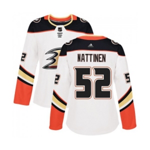 Women Anaheim Ducks #52 Julius Nattinen Authentic White Away Hockey Jersey