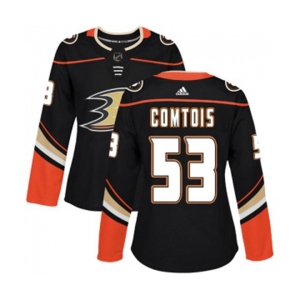 Women Anaheim Ducks #53 Max Comtois Authentic Black Home Hockey Jersey