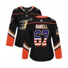 Women Anaheim Ducks #67 Rickard Rakell Authentic Black USA Flag Fashion Hockey Jersey