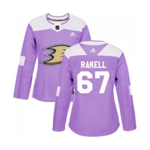 Women Anaheim Ducks #67 Rickard Rakell Authentic Purple Fights Cancer Practice Hockey Jersey