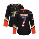 Women Anaheim Ducks #7 Andrew Cogliano Authentic Black USA Flag Fashion Hockey Jersey