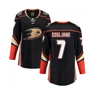 Women Anaheim Ducks #7 Andrew Cogliano Fanatics Branded Black Home Breakaway Hockey Jersey