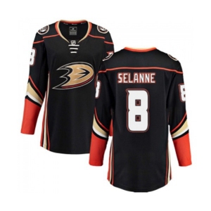 Women Anaheim Ducks #8 Teemu Selanne Fanatics Branded Black Home Breakaway Hockey Jersey