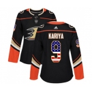 Women Anaheim Ducks #9 Paul Kariya Authentic Black USA Flag Fashion Hockey Jersey