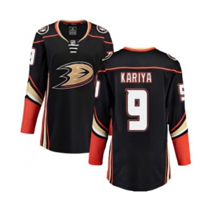 Women Anaheim Ducks #9 Paul Kariya Fanatics Branded Black Home Breakaway Hockey Jersey