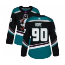 Women Anaheim Ducks #90 Giovanni Fiore Authentic Black Teal Alternate Hockey Jersey