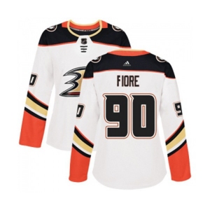 Women Anaheim Ducks #90 Giovanni Fiore Authentic White Away Hockey Jersey