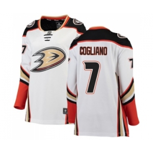 Women's Anaheim Ducks #7 Andrew Cogliano Authentic White Away Fanatics Branded Breakaway NHL Jersey