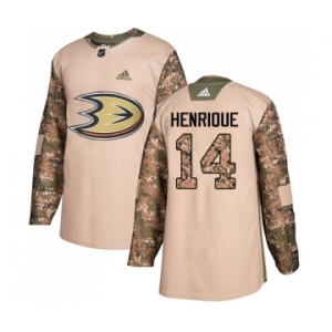 Youth Adidas Anaheim Ducks #14 Adam Henrique Authentic Camo Veterans Day Practice NHL Jersey