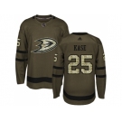 Youth Adidas Anaheim Ducks #25 Ondrej Kase Green Salute to Service Stitched NHL Jersey