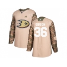 Youth Adidas Anaheim Ducks #36 John Gibson Camo Authentic 2017 Veterans Day Stitched NHL Jersey