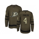 Youth Adidas Anaheim Ducks #4 Cam Fowler Green Salute to Service Stitched NHL Jersey