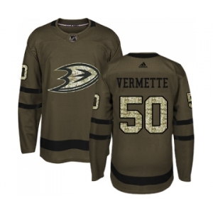 Youth Adidas Anaheim Ducks #50 Antoine Vermette Authentic Green Salute to Service NHL Jersey