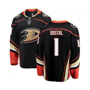 Youth Anaheim Ducks #1 Lukas Dostal Authentic Black Home Fanatics Branded Breakaway Hockey Jersey